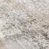 Close-up of the Bowdoinham Thick Luxe Boutique Rug, showing its textured weave and colors: taupe, light gray, and white. Texture