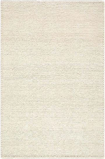 Close-up of the hand woven Clayne Beige Premium Wool Area Rug, showing its textured, looped wool design. Design-Rectangle-576