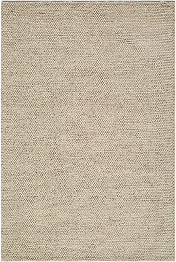 Close-up of the Clayne Dark Beige rug. Hand-woven wool rug with a nubby texture and medium brown color. Design-Rectangle-576