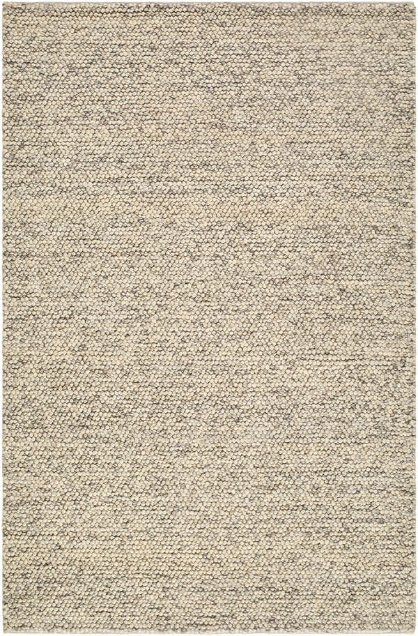 Close-up of the hand-woven Clayne Beige & Charcoal Premium Wool Area Rug, showing its textured, looped wool design. Design-Rectangle-576
