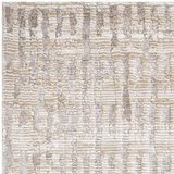 Close up of the Chelle Beige Shag Area Rug showing its textured, geometric pattern in beige, light beige, and tan. Design-Rectangle-71010