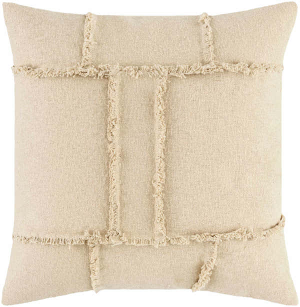 Seme Beige Cotton Throw Pillow