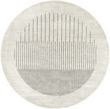 Round Chet Area Rug in cloud gray with a dark gray geometric line pattern. Contemporary style. Design-Round-67