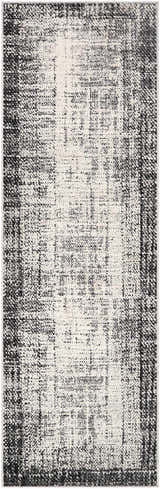 Close-up of the Colson Gray Area Rug, showcasing its light silver, onyx, and silver gray abstract pattern. Design-Runner