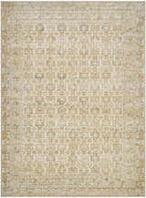Close-up of Becki Owens x Livabliss Renaissance BORI-2304 rug. Beige, olive, tan, and taupe traditional pattern. Design-Rectangle-810