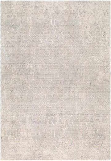 Close-up of the Kike Cream Abstract Area Rug. Beige, cream, light brown, and gray abstract pattern. Machine woven polyester rug. Design-Rectangle-6796