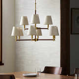 Beige Modern Chandelier with linen details for dining or living rooms