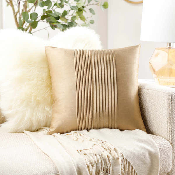 Crawfordville Tan Square Throw Pillow - Clearance