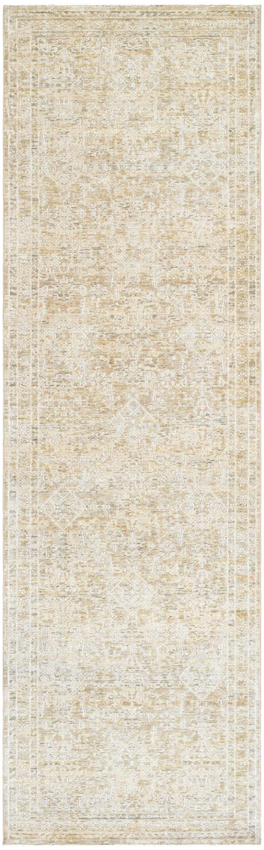 Close-up of the Becki Taupe Owens x Livabliss Renaissance Area Rug. Beige, tan, and taupe farmhouse style wool rug. Design-Runner