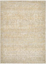 Close-up of the Becki Taupe Owens x Livabliss Renaissance Area Rug, a traditional rug with beige, tan, and taupe tones. Design-Rectangle-810