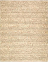 Close-up of the hand woven Ctadqe Beige Stripe Wool Area Rug, showing texture and medium brown stripes. Design-Rectangle-810