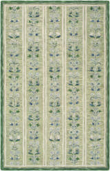 Hand-tufted Callen Light Green Area Rug with floral vine pattern and vertical stripes. 100% Wool. Design-Rectangle-576