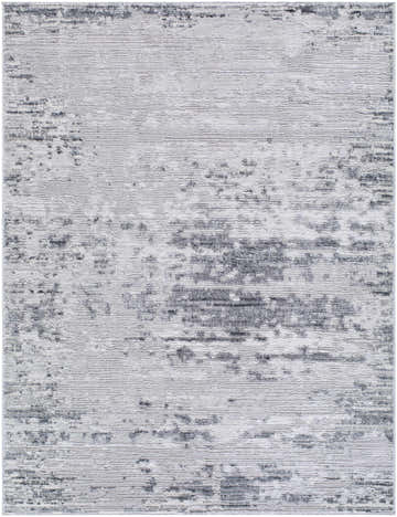 Close-up of the Candie Gray Area Rug. Contemporary design with cream, ivory, and light gray hues. Machine woven texture. Design-Rectangle-537
