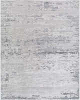 Close-up of the Candie Gray Area Rug. Contemporary style rug with cream, ivory, and light gray abstract pattern. Design-Rectangle-71010