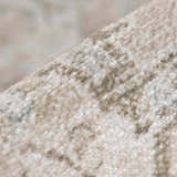 Close-up of the Beige Holi-4600 Washable Area Rug, showing its cream, light brown, and dark brown traditional vintage pattern. Fold