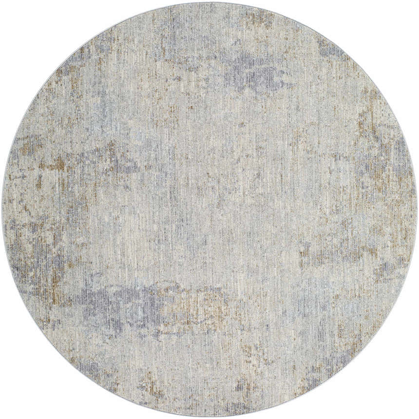 Round Deka Deep Teal Thick Luxe Rug with brown, charcoal, and gray abstract pattern. Design-Round-53