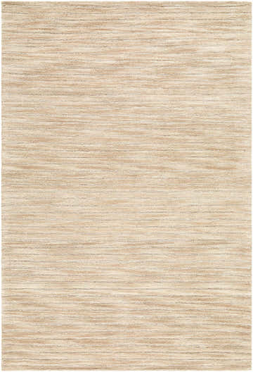 Close-up of the hand-tufted Destry Beige Area Rug. Neutral colors, horizontal stripes, and subtle texture. 100% Wool. Design-Rectangle-576