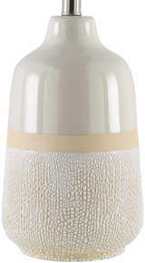 Light Gray Bohemian Table Lamp with global details for bedside or console tables