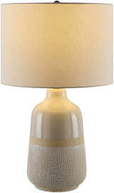 Light Gray Bohemian Table Lamp with global details for bedside or console tables