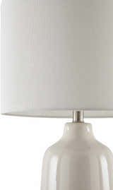 Light Gray Bohemian Table Lamp with global details for bedside or console tables
