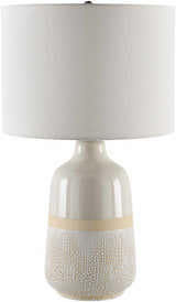 Light Gray Bohemian Table Lamp with global details for bedside or console tables