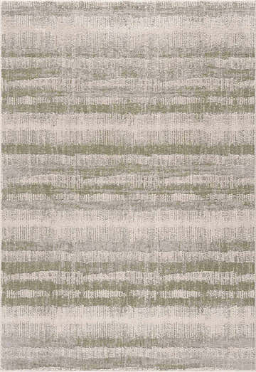 Close-up of the Asmara Green Area Rug, featuring a contemporary striped pattern in ash, sage, and silver gray hues. Design-Rectangle-5373