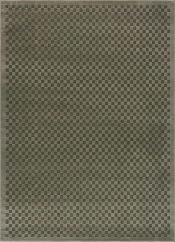 Close-up of the Gaiwan Olive Green Washable Area Rug featuring a subtle checkerboard pattern in gray green tones. Design-Rectangle