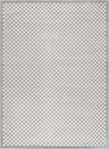 Close-up of Gaiwan Cream Gray Washable Area Rug featuring a small checkerboard pattern in light gray and off-white. Design-Rectangle