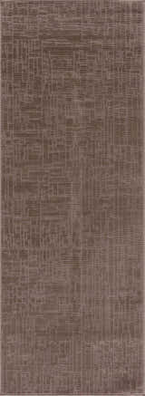 Close-up of the Leanna Light Brown Washable Area Rug, featuring a subtle geometric pattern and soft light brown tones. Design-Runner