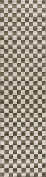 Close-up of the Kaysar Olive Green Checkered Washable Area Rug, showing its textured green and off-white checkerboard pattern. Design-Runner