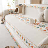 Bohemian Geometric Sofa Throw Cover, Cozy & Protective Ethnic-Inspired Couch Cover