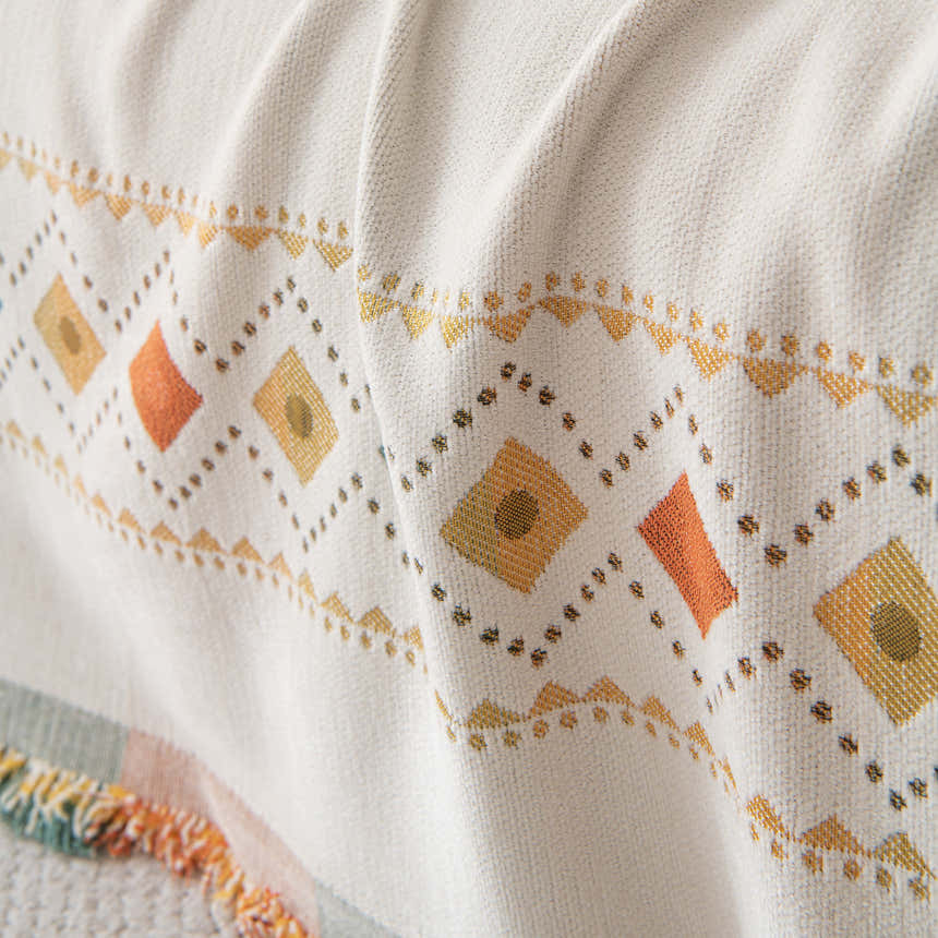 Bohemian Geometric Sofa Throw Cover, Cozy & Protective Ethnic-Inspired Couch Cover