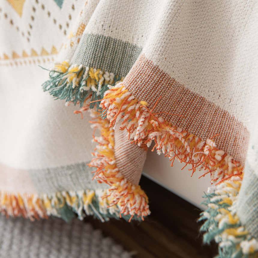 Bohemian Geometric Sofa Throw Cover, Cozy & Protective Ethnic-Inspired Couch Cover