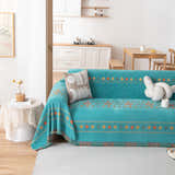 Bohemian Geometric Sofa Throw Cover, Cozy & Protective Ethnic-Inspired Couch Cover