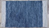 Timbergirl Navy Natural Leather and Jute Handmade Rug