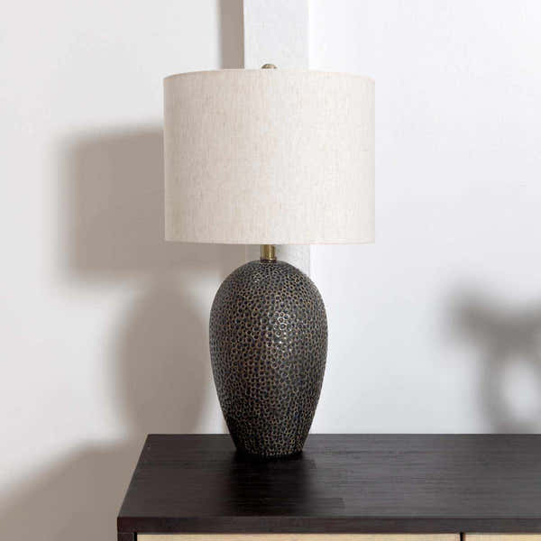 Emet Ribbed Glass Brass Table Lamp - Clearance