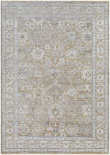 Detailed view of the Alexia Light Gray Area Rug with traditional floral and geometric pattern. Design-Rectangle-679