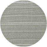 Close-up of Madras Natural Gray Green All Over Performance Area Rug with geometric patterns and farmhouse style. Design-Round-67