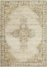 Close-up of the Felice Area Rug, a farmhouse style rug with a traditional beige and brown floral pattern. Design-Rectangle-679