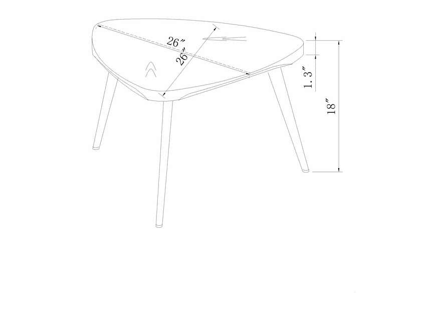 Frankleben Triangular Steel Base Wooden End Table - Clearance