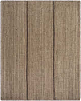 Close-up of the Lisua Global Modern Hand Woven Wool Area Rug. Neutral tones, subtle vertical stripe design, and textured wool weave. Design-Rectangle-810