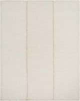 Close-up of the hand woven Xowi Global Modern Wool Area Rug, featuring a textured, neutral design with subtle vertical stripes. Design-Rectangle-810