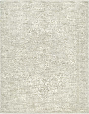 Close-up of the Antoan Tan Area Rug, showcasing its traditional, distressed medallion pattern and soft neutral colors. Design-Rectangle-710102