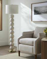 Beige Traditional Floor Lamp with linen details for living rooms or reading corners