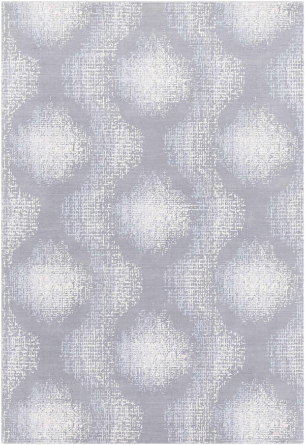 Close-up of Simpatico Candice Olson x LIVABLISS SPO-1008 Area Rug. Cream and gray abstract pattern, machine woven wool. Design-Rectangle-576