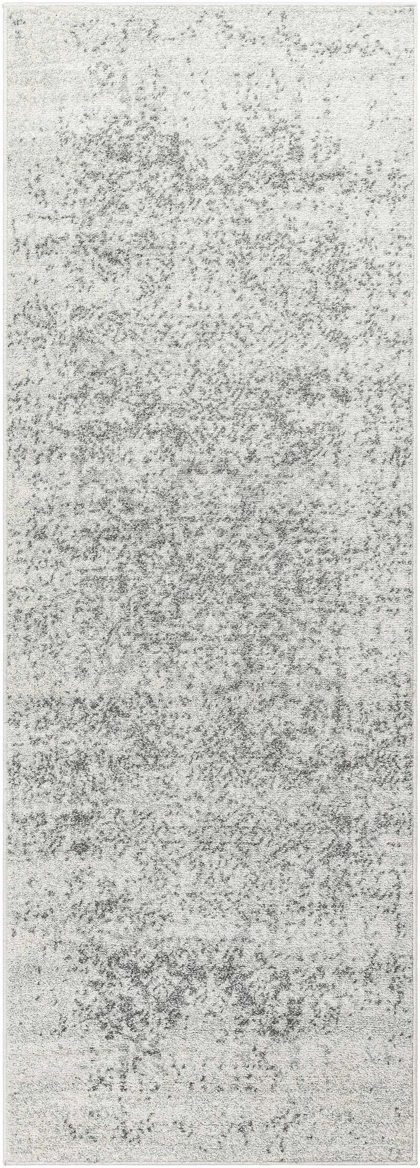 Close-up of the Livabliss Harput HAP-1024 area rug. Charcoal and off-white traditional farmhouse pattern. Polypropylene texture. Design-Runner-2773