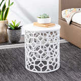 Hinunangan White Geometric Pattern End Table - Clearance