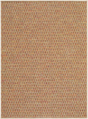 Close-up of the woven Ataret Burnt Sienna Area Rug, featuring terracotta, goldenrod, ivory, and sandstone hues. Design-Rectangle-57