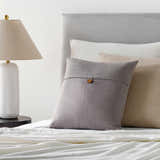 Hockley Gray Solid Button Throw Pillow - Clearance