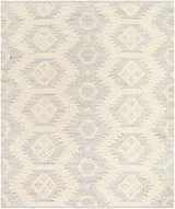Close-up of the hand woven Jagupit Area Rug. Brown, cream, and light gray geometric pattern. 100% Wool texture. Design-Rectangle-810